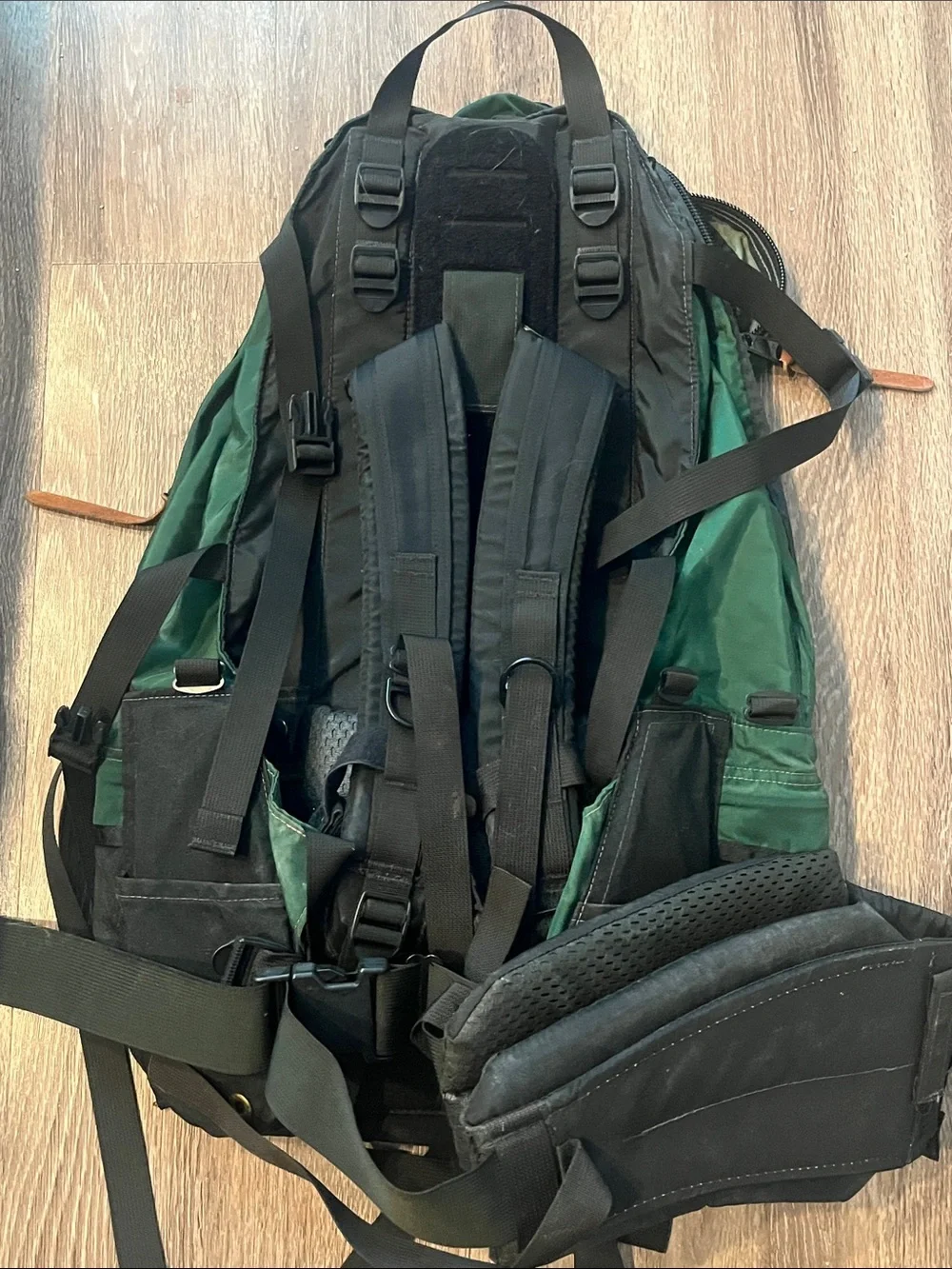 Vintage Gregory Green and Black Outdoor Backpack with Secure Buckles